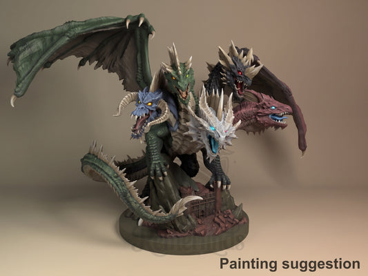 Fivefold Dragon Queen fantasy tabletop roleplaying game 3D printed resin figure by Nomnom, colored view.