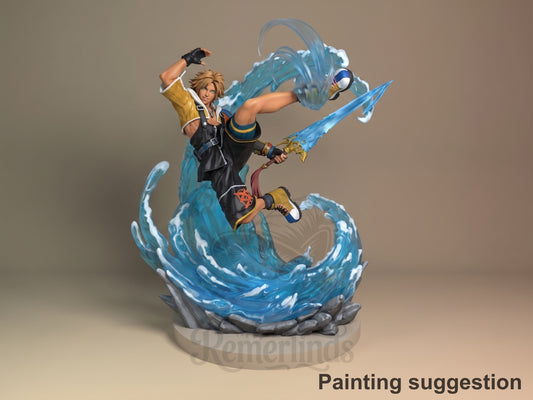 Tidus Final Fable 3D printed resin figure by Nomnom, colored view.