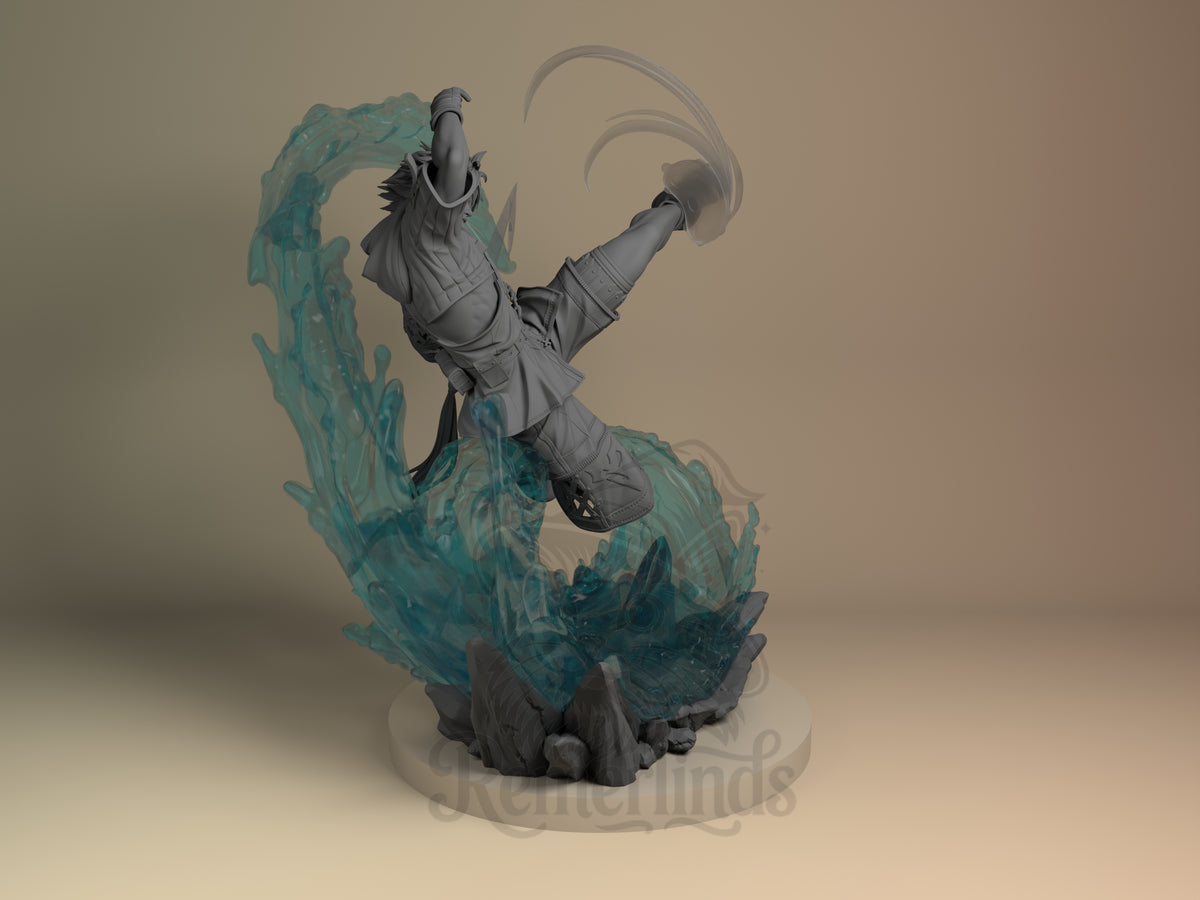 Right side angle highlighting notable pose or armor/prop feature.