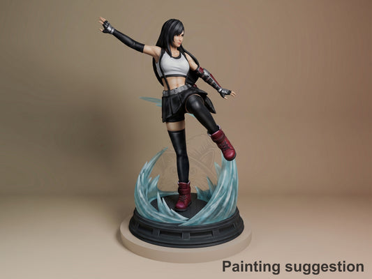 Tifa Lockhart Final Fable 3D printed resin figure by Nomnom, colored view.
