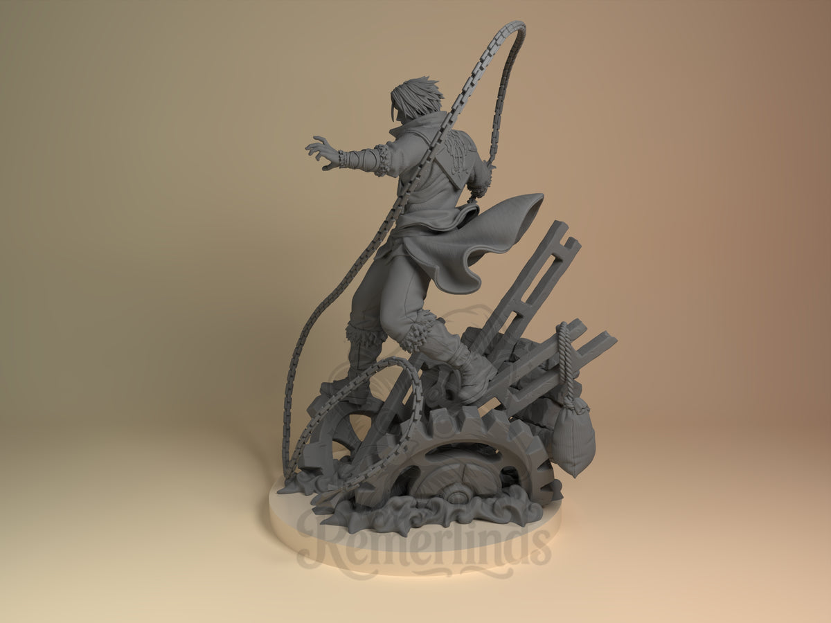 Medieval Vampire Hunter Fortressmania 3D printed resin figure by Nomnom, angled view showing dimensional details.