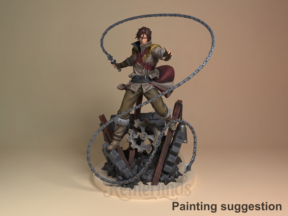 Medieval Vampire Hunter Fortressmania 3D printed resin figure by Nomnom, colored view.