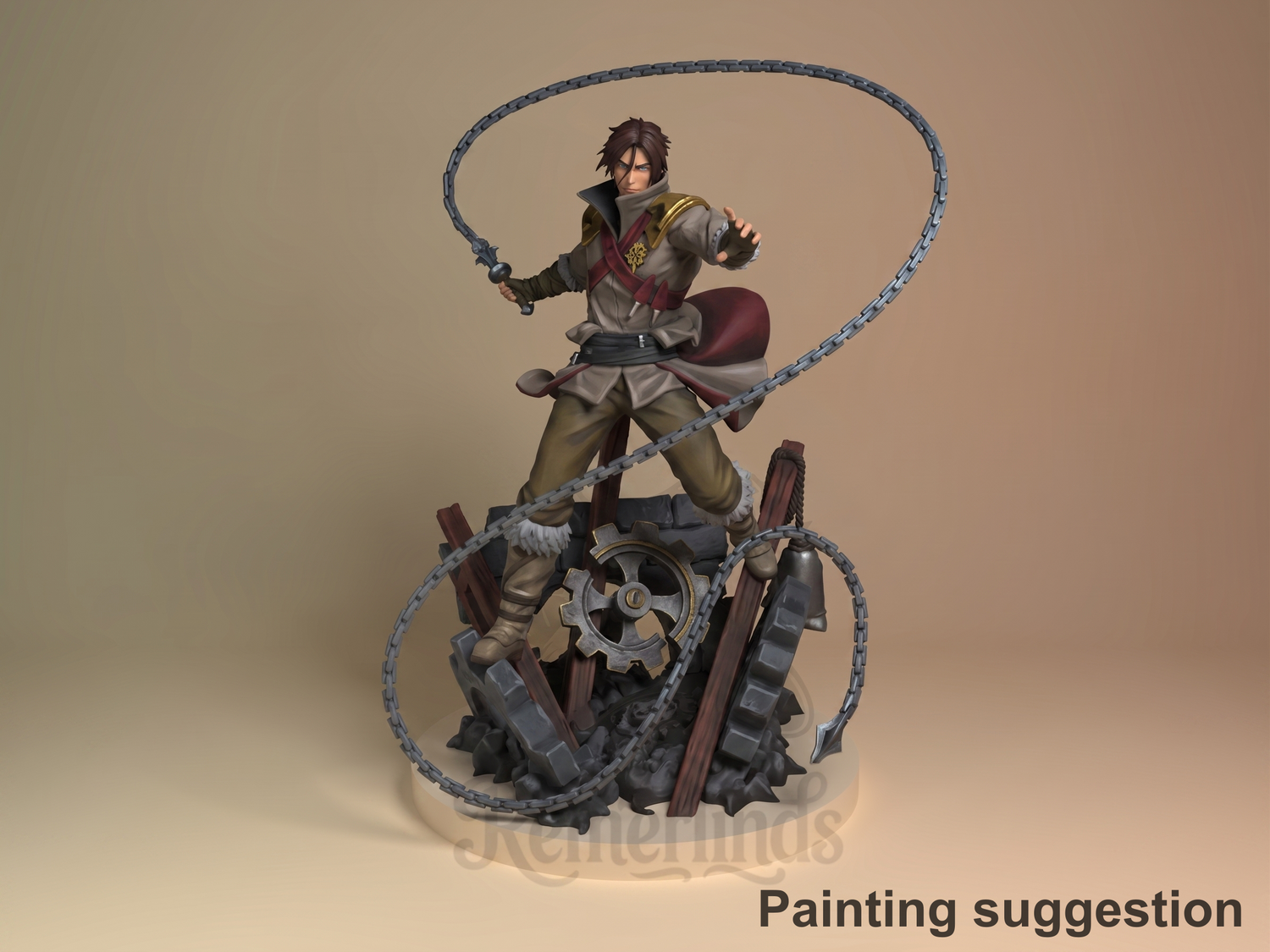 Medieval Vampire Hunter Fortressmania 3D printed resin figure by Nomnom, colored view.