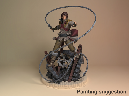 Medieval Vampire Hunter Fortressmania 3D printed resin figure by Nomnom, colored view.