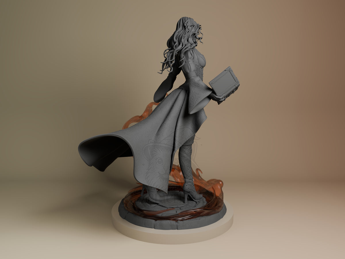Rear view showing cloak, back armor, or base sculpt detail.