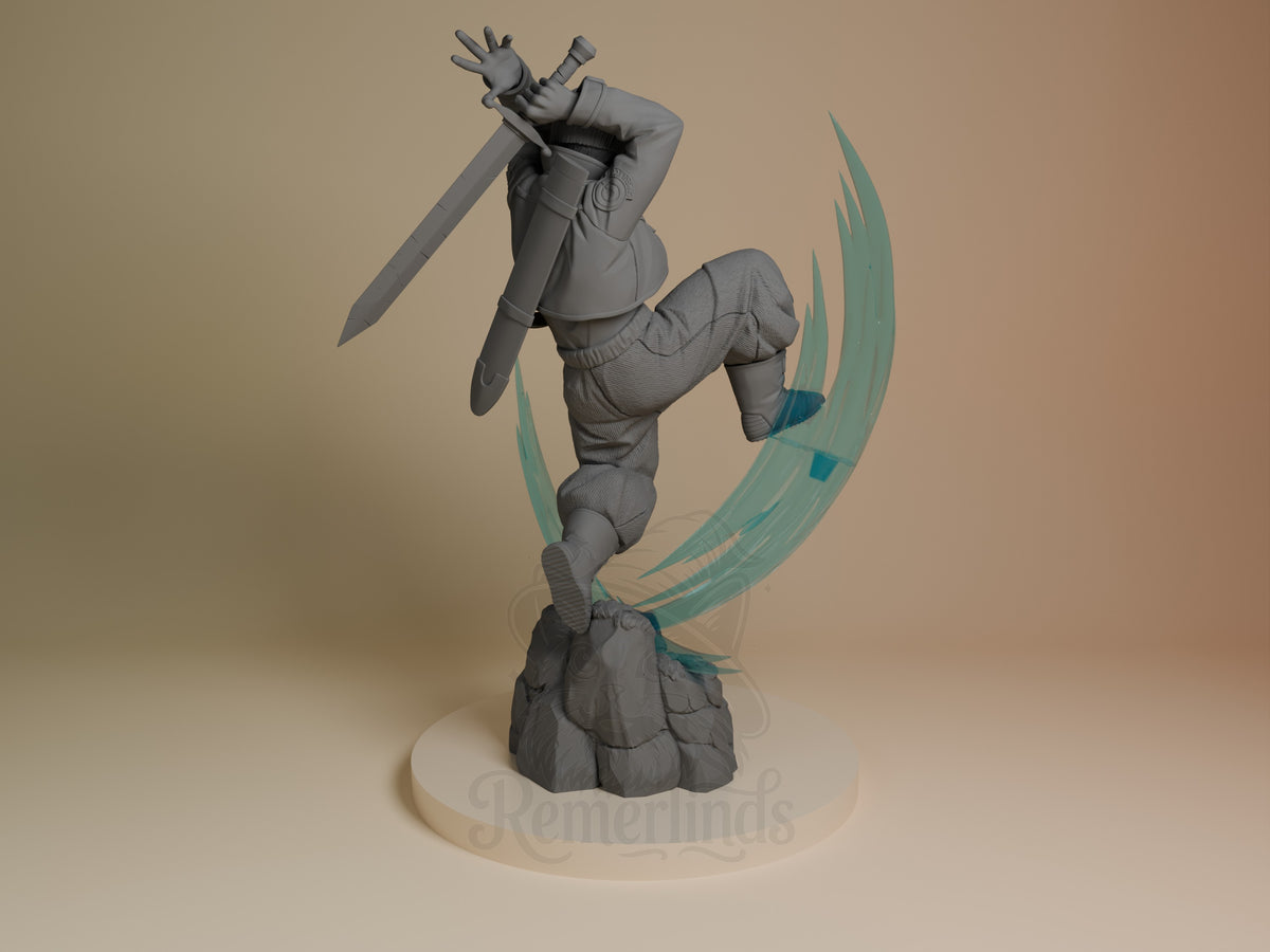 Chrono Swordsman from Dragon Sphere Y resin figure by Nomnom, rear view showing back and base sculpt.