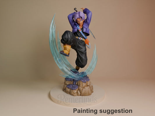 Chrono Swordsman Dragon Sphere Y 3D printed resin figure by Nomnom, colored view.
