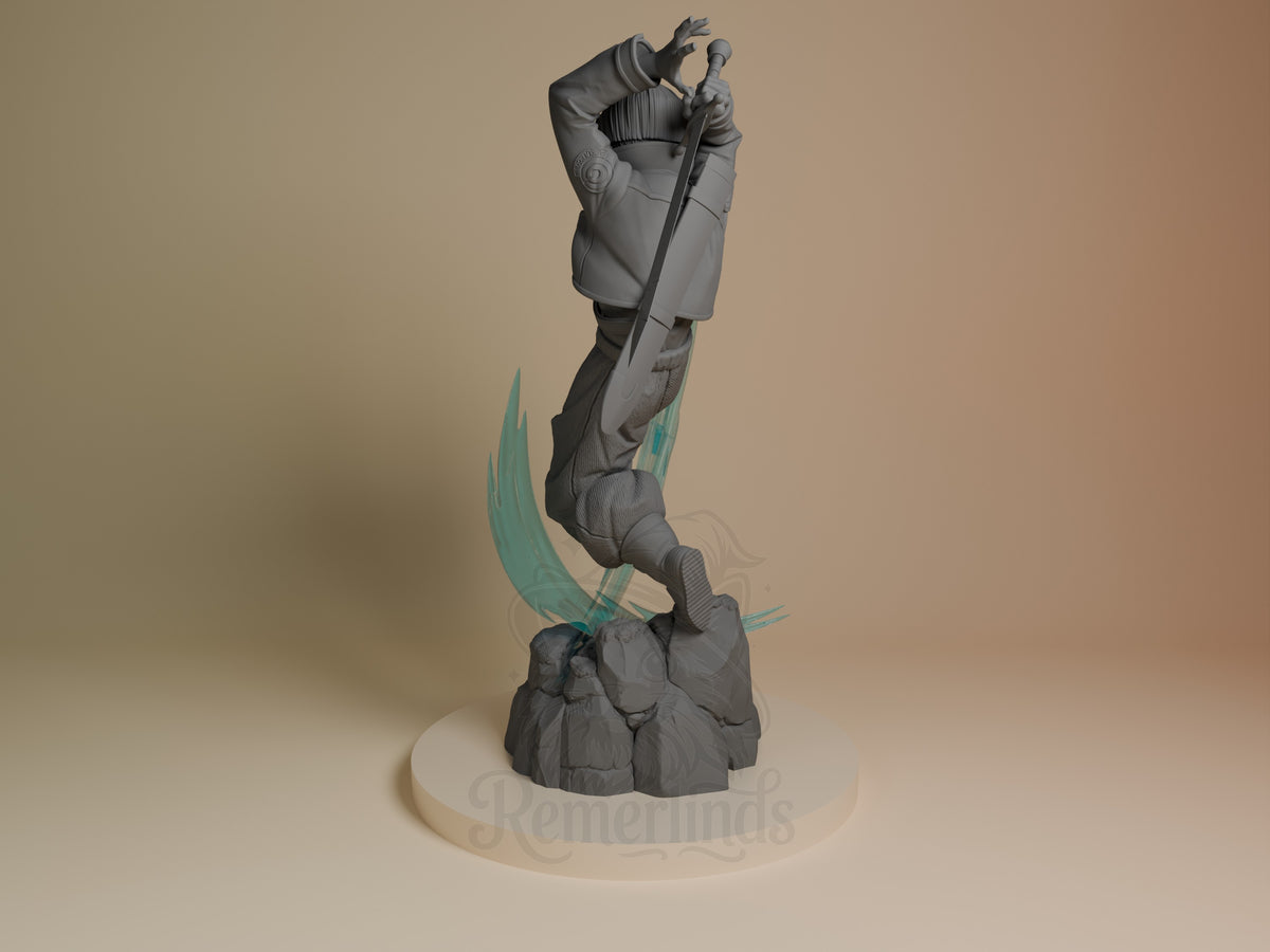 Chrono Swordsman from Dragon Sphere Y resin figure by Nomnom, left side view.