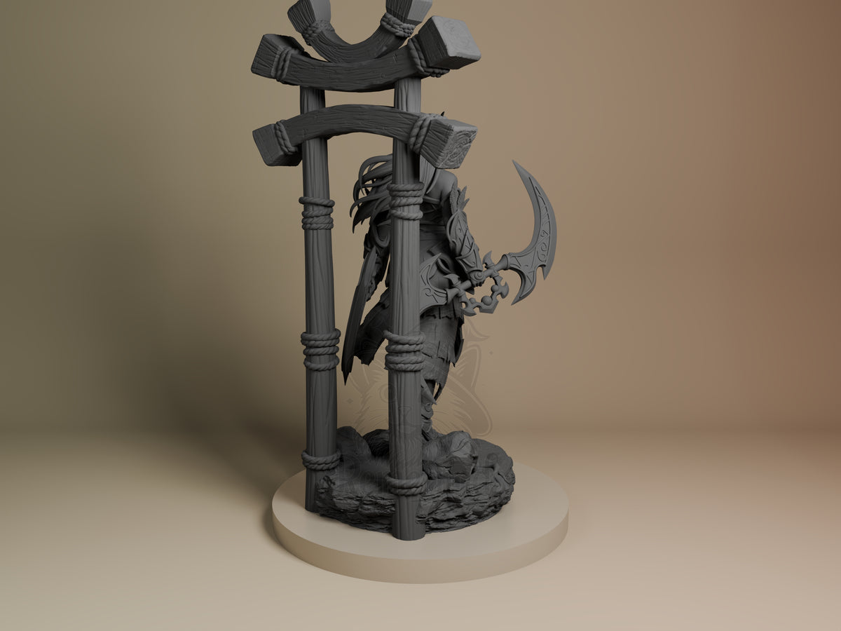 Rear view showing cloak, back armor, or base sculpt detail.