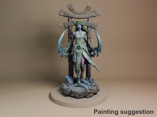 Tyrande World of War Realms 3D printed resin figure by Nomnom, colored view.