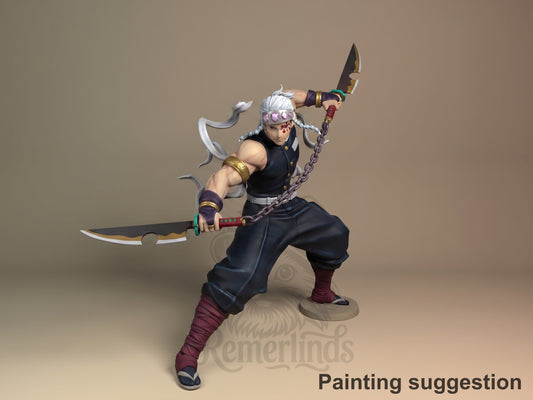 Sound Warrior Oni Hunter Corps 3D printed resin figure by Nomnom, colored view.