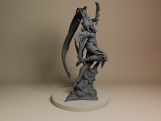 Valeera Sanguinar World of War Realms 3D printed resin figure by Nomnom, unpainted front view