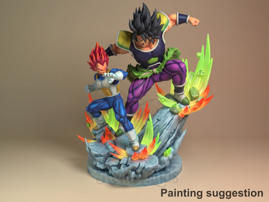 Prince Vega vs Legend Berserker Dragon Sphere Y 3D printed resin figure by Nomnom, colored view.