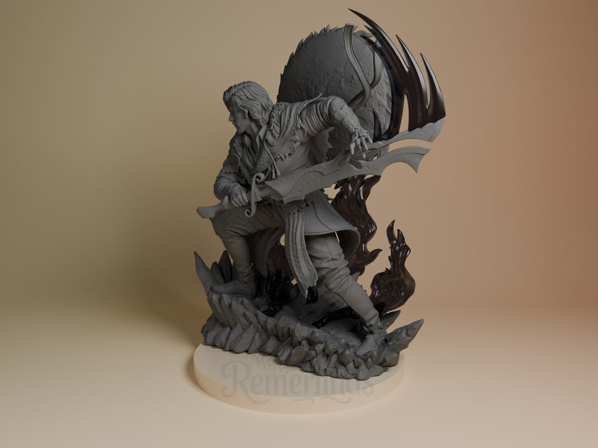 Verso from Expedition 33 is shown at an angle as an unpainted resin figure on a rocky base.
