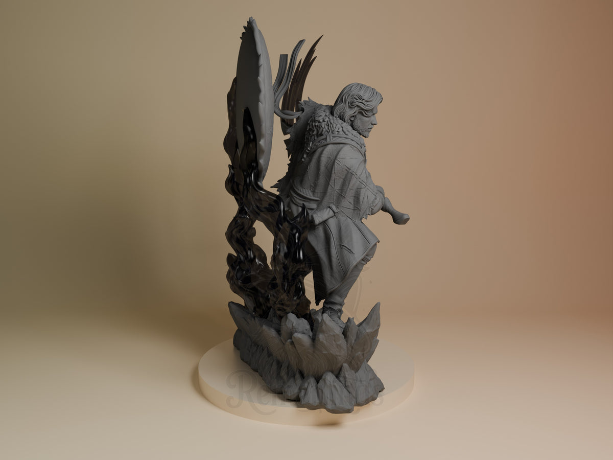 Verso from Expedition 33 is shown from the right in a walking pose as an unpainted resin figure with a rocky base.