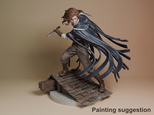 Vin Ashmist Saga 3D printed resin figure by Nomnom, colored view.