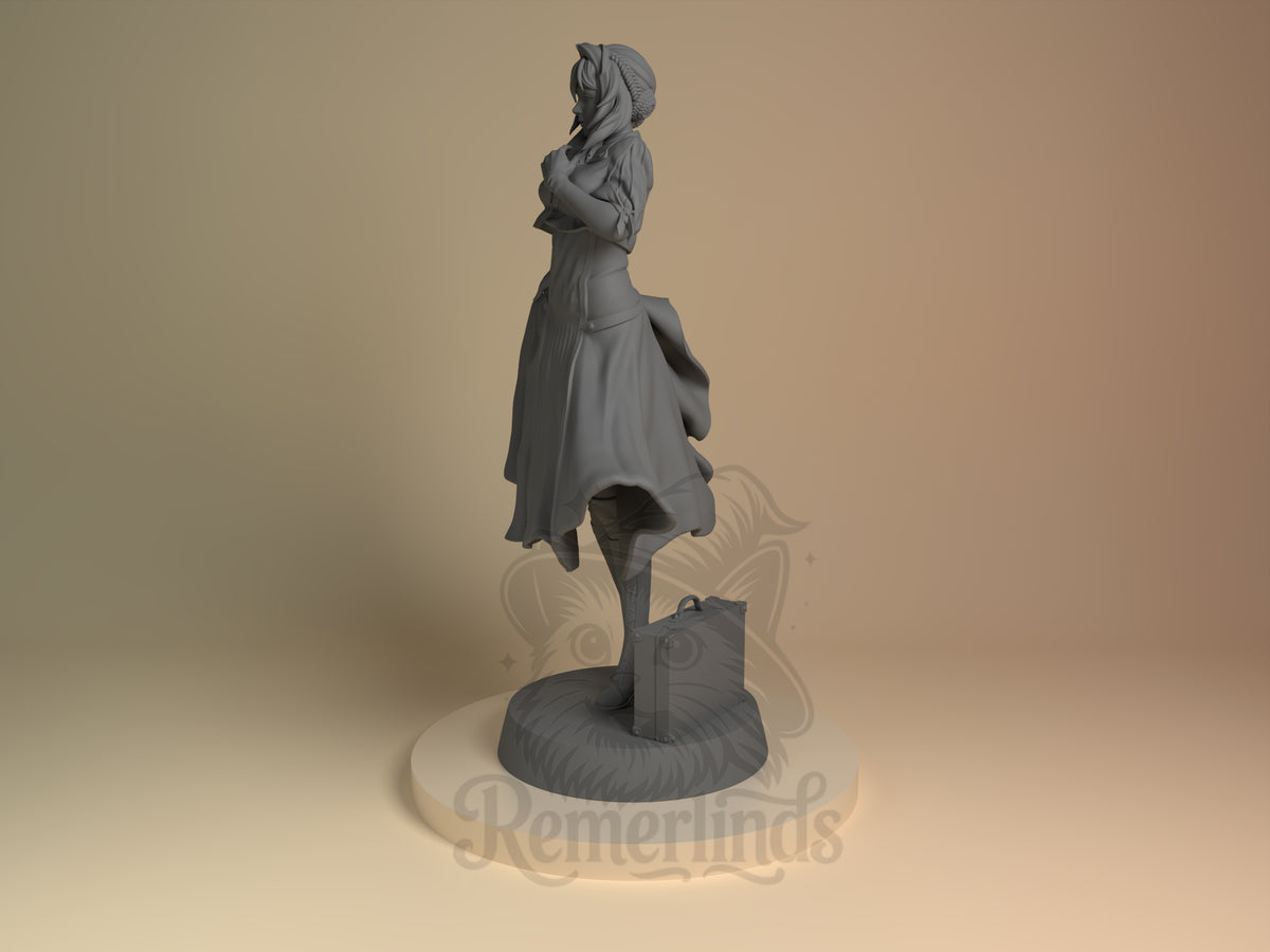 Violet Evergarden Automaton Correspondence 3D printed resin figure by Nomnom, angled view showing dimensional details.