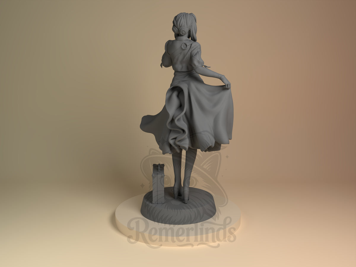 Rear view showing cloak, back armor, or base sculpt detail.