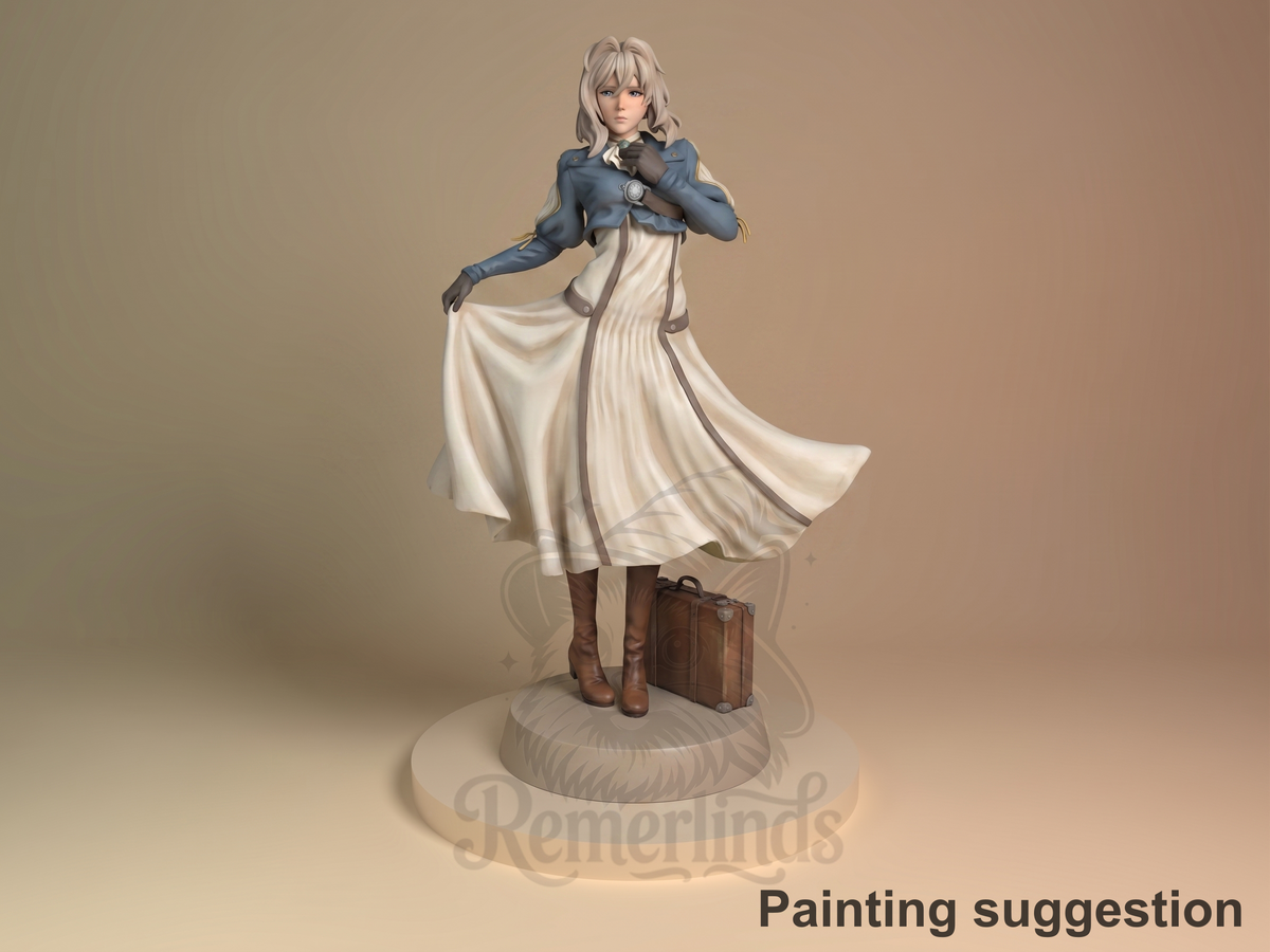 Violet Evergarden Automaton Correspondence 3D printed resin figure by Nomnom, colored view.