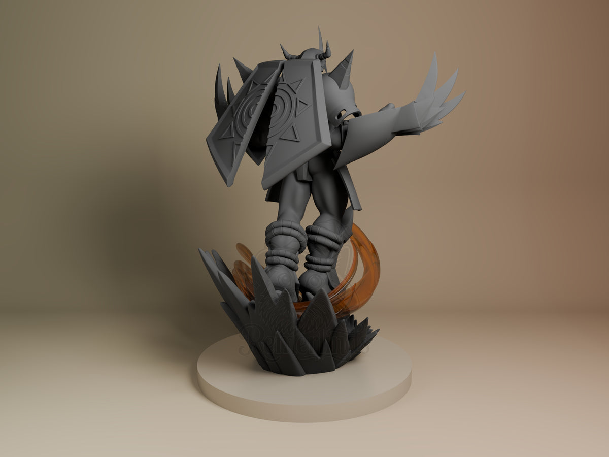 Rear view showing cloak, back armor, or base sculpt detail.