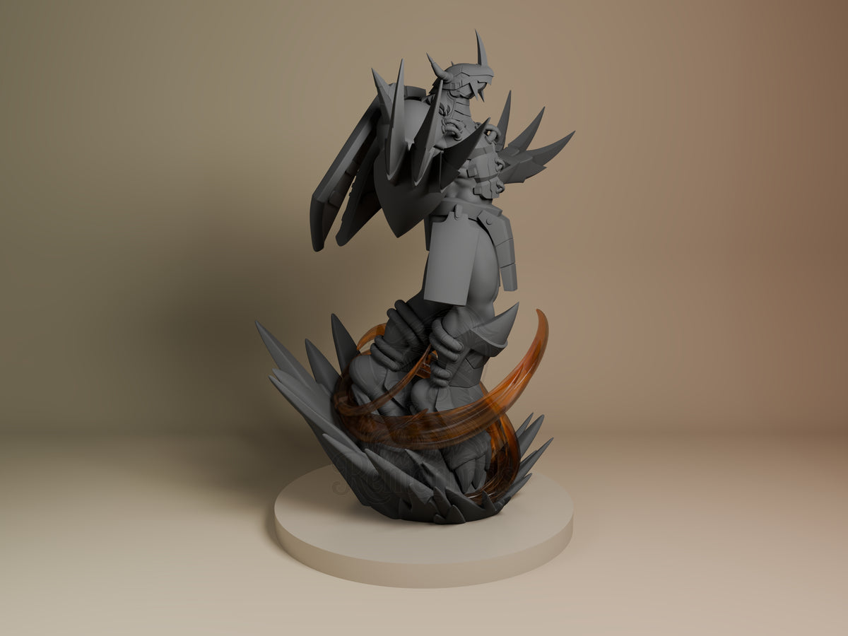Right side angle highlighting notable pose or armor/prop feature.