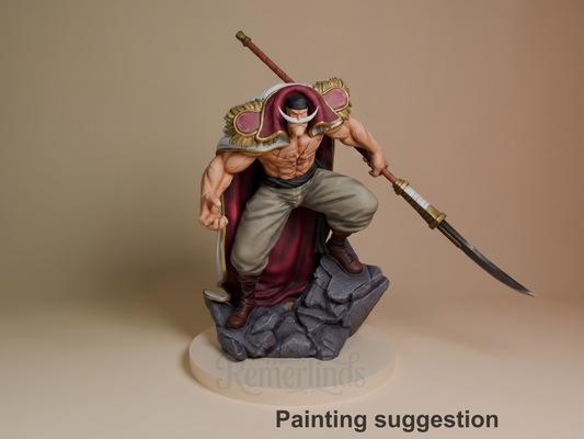 Whitebeard One Piece 3D printed resin figure by Gran D. Figures, colored view.