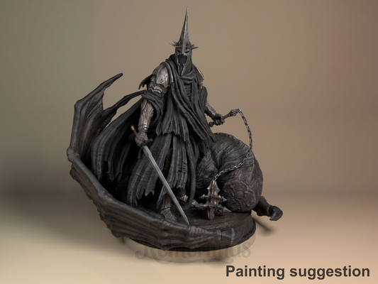 Dark Sovereign Legendary Ring Saga 3D printed resin figure by Nomnom, colored view.