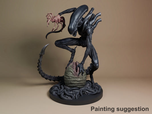 Xenobeast Broodling Deep Space Horror 3D printed resin figure by Nomnom, colored view.