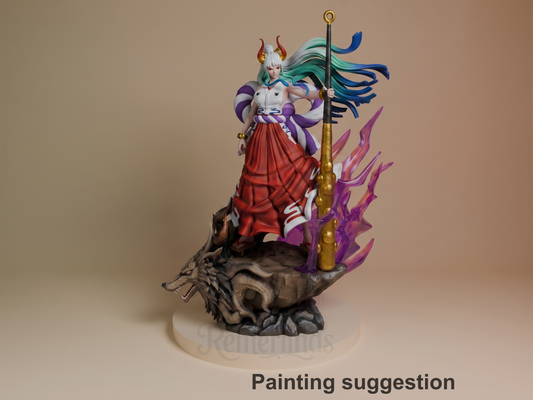 Yamato One Piece 3D printed resin figure by Gran D. Figures, colored view.