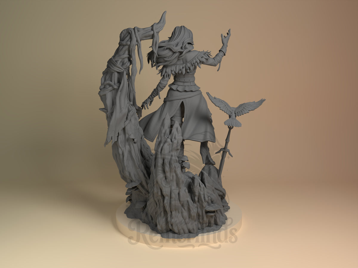 Rear view showing cloak, back armor, or base sculpt detail.