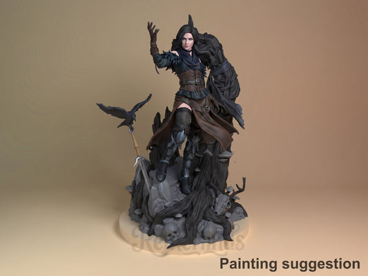 female sorceress Monster Hunter Geraldo 3D printed resin figure by Nomnom, colored view.