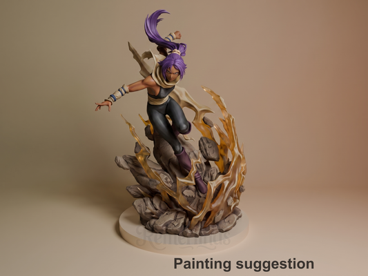 Yoruichi Shihōin Bleach 3D printed resin figure by Nomnom, colored view.