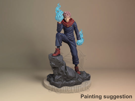 Young Sorcerer Cursed Sorcery Academy 3D printed resin figure by Nomnom, colored view.