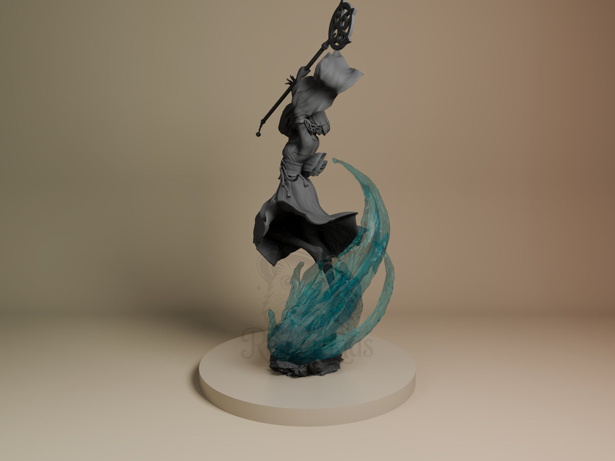 Yuna Final Fable 3D printed resin figure by Nomnom, angled view showing dimensional details.