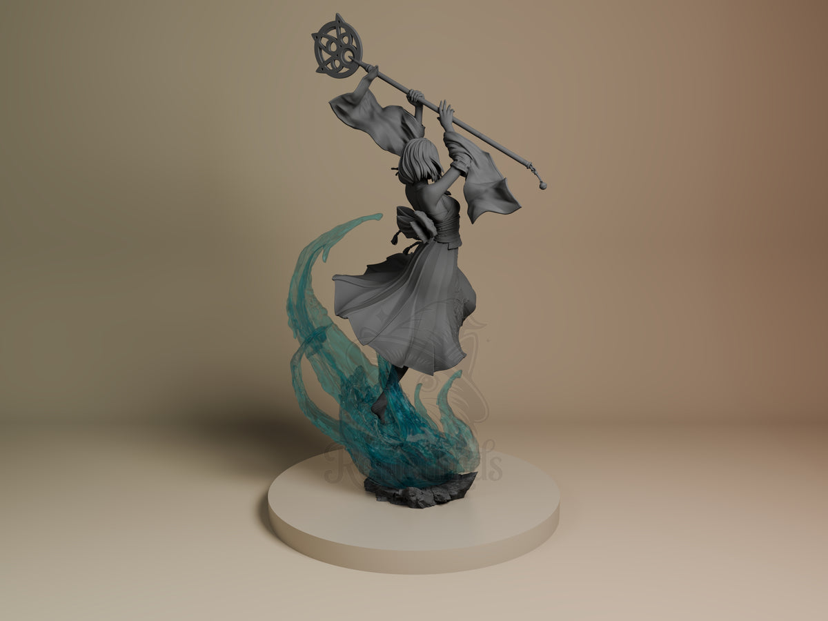 Rear view showing cloak, back armor, or base sculpt detail.