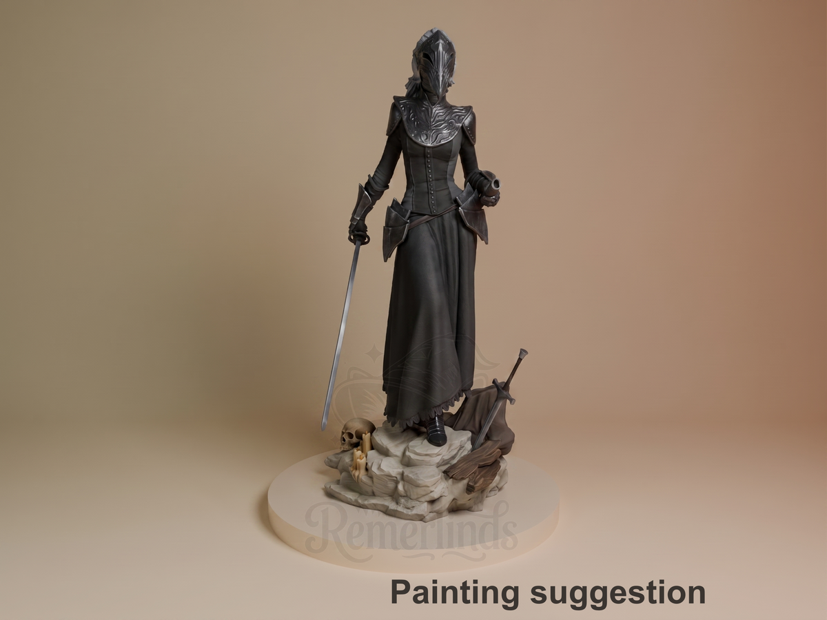 Yuria of Londor Dark Souls 3D printed resin figure by CA3D Studios, colored view.