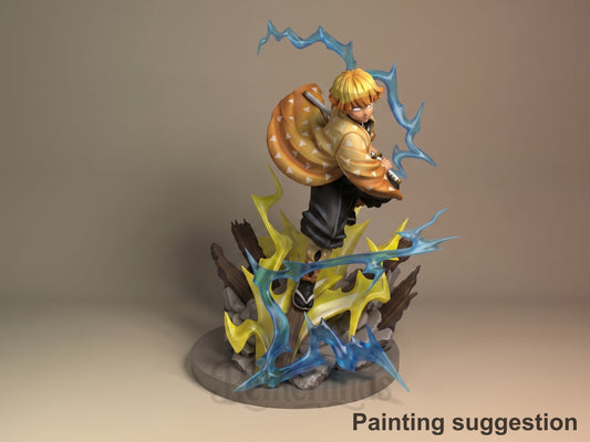 Lightning Swordsman Oni Hunter Corps 3D printed resin figure by Nomnom, colored view.