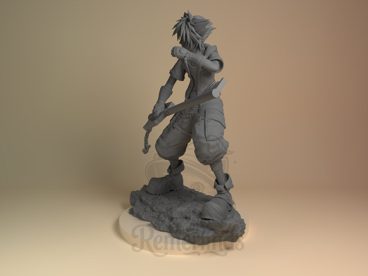 Keybearer Sky Heartbound Kingdom 3D printed resin figure by Nomnom, angled view showing dimensional details.