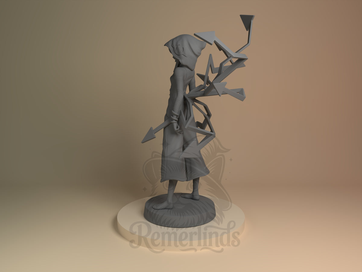 Stone Sorceress Soul Devourer 3D printed resin figure by Nomnom, angled view showing dimensional details.