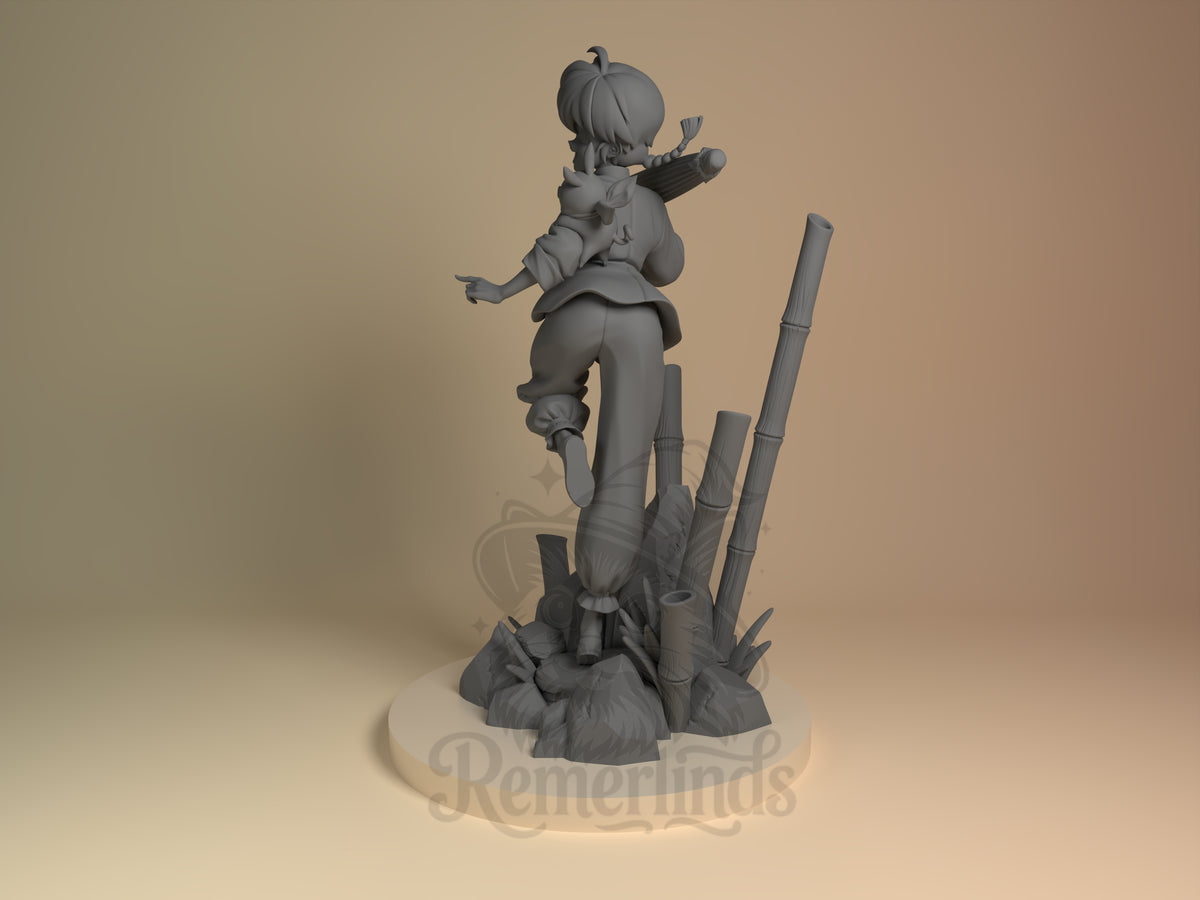 Ramma Half-and-Half Dojo 3D printed resin figure by Nomnom, angled view showing dimensional details.