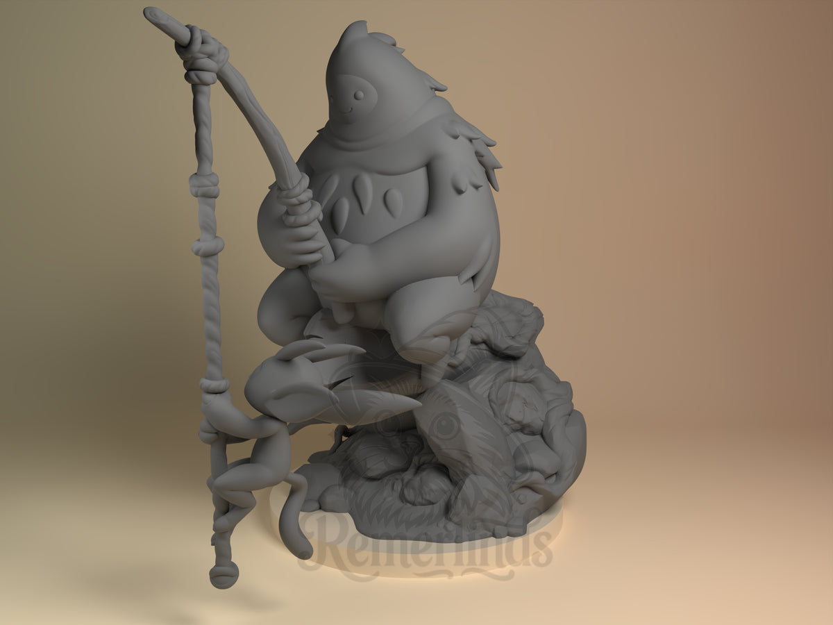 Spirit Companions Light of the Lost Forest 3D printed resin Chibi figure by Nomnom, angled view showing dimensional details.