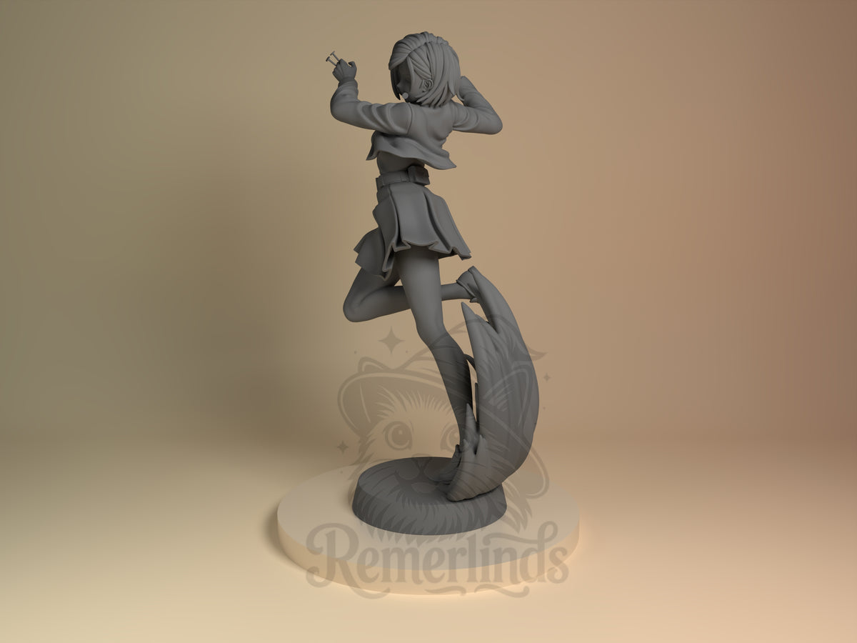 Rear view shows Nobara Kugisaki from Jujutsu Kaisen, an unpainted resin figure kneeling on a base.