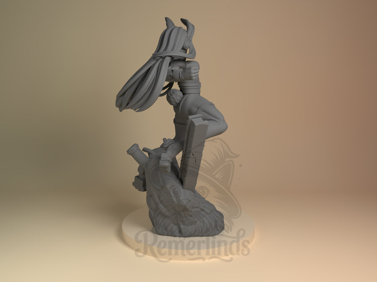 Rear view showing cloak, back armor, or base sculpt detail.