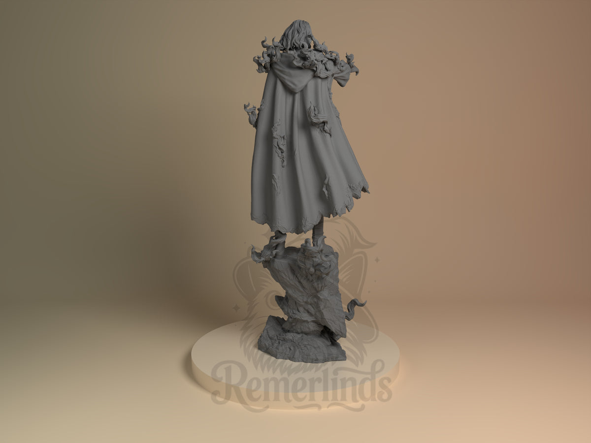 Rear view showing cloak, back armor, or base sculpt detail.