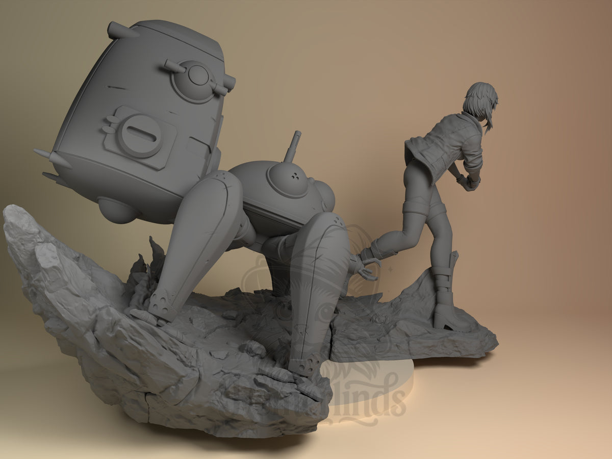 Rear view showing cloak, back armor, or base sculpt detail.