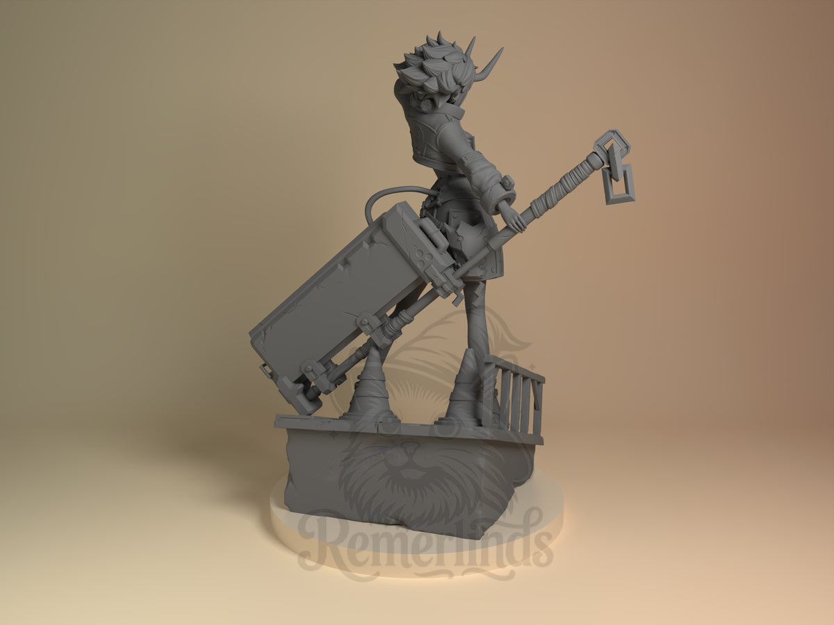 Rear view showing cloak, back armor, or base sculpt detail.