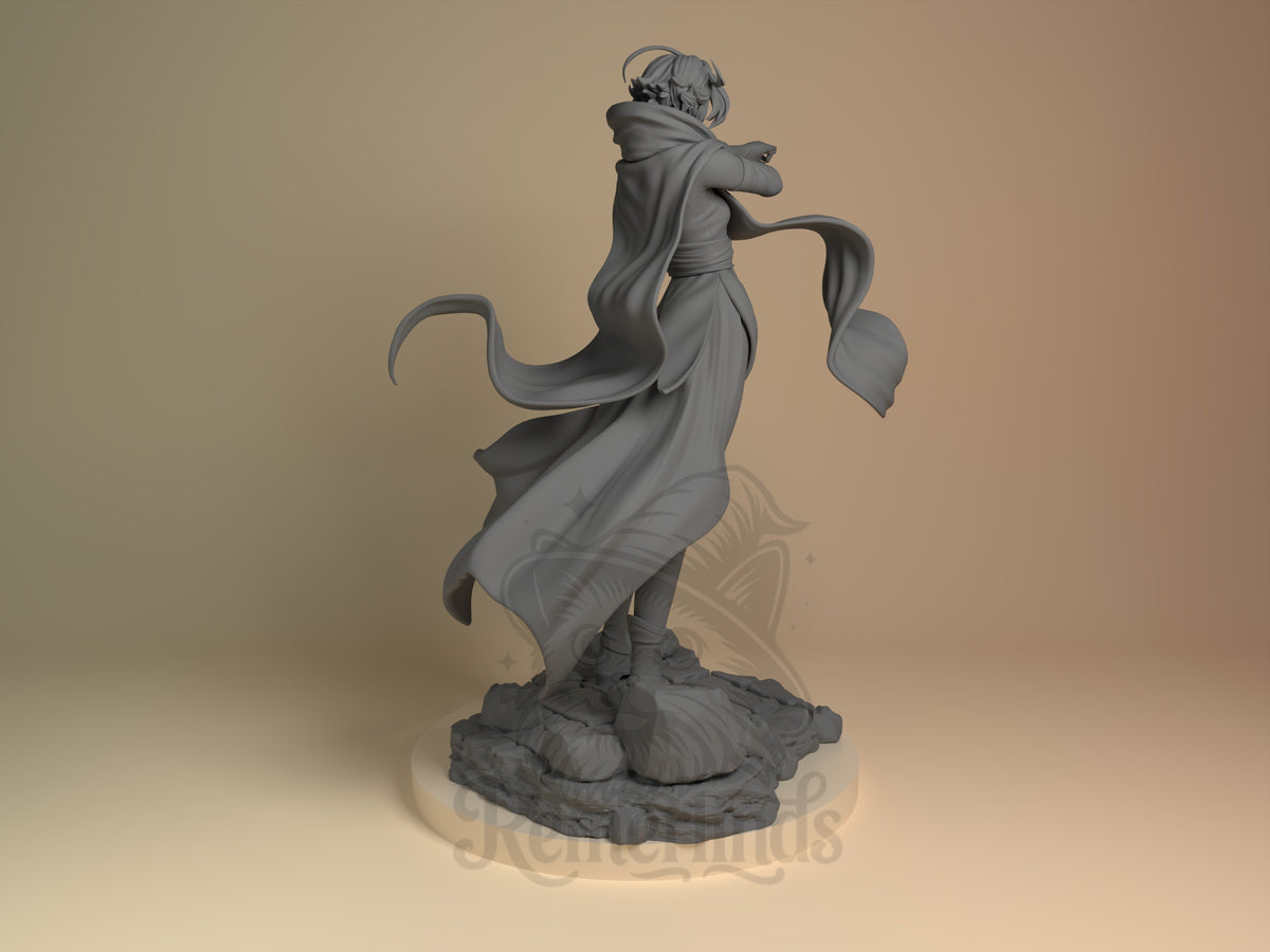 Rear view showing cloak, back armor, or base sculpt detail.