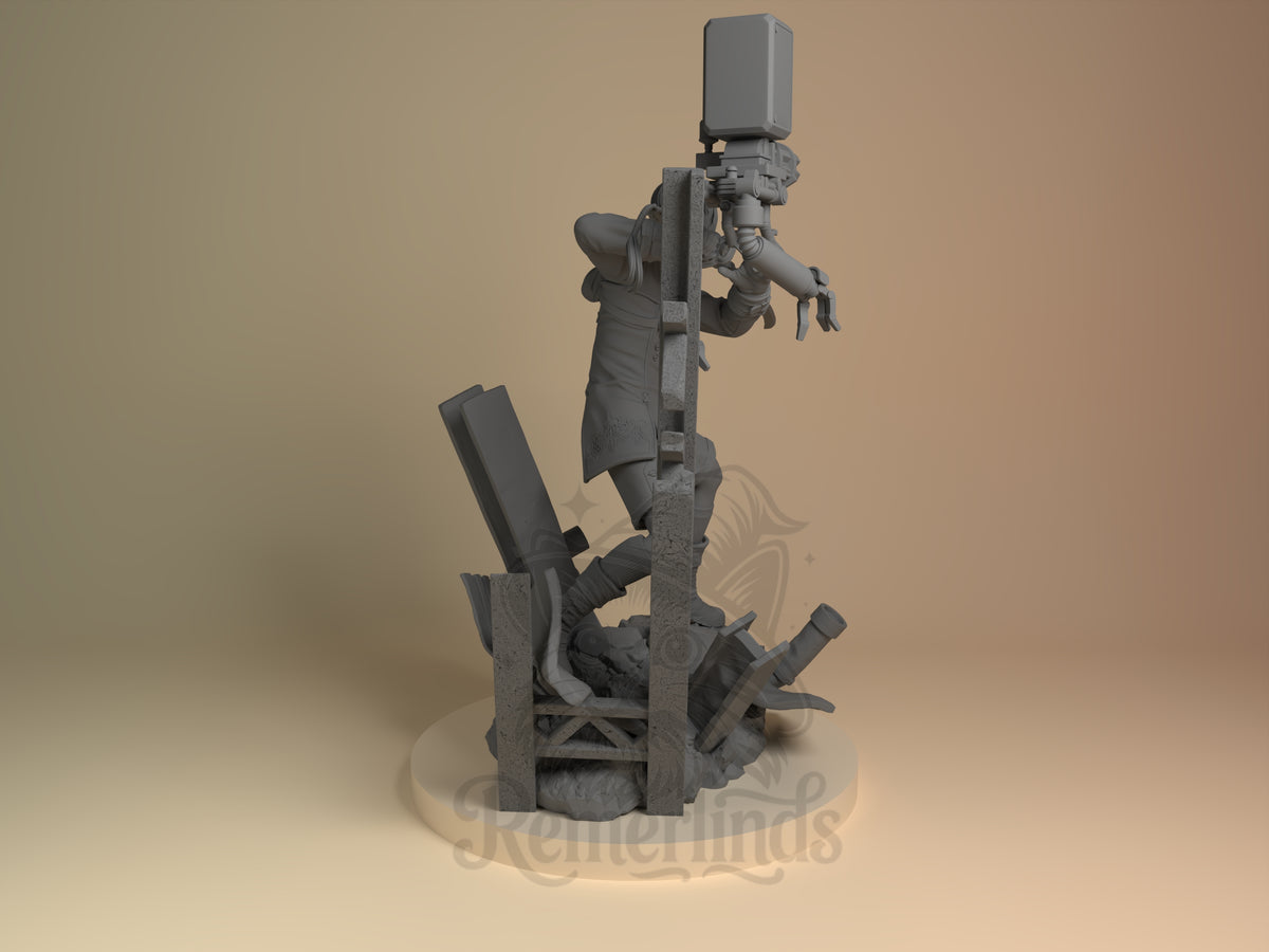 Rear view showing cloak, back armor, or base sculpt detail.