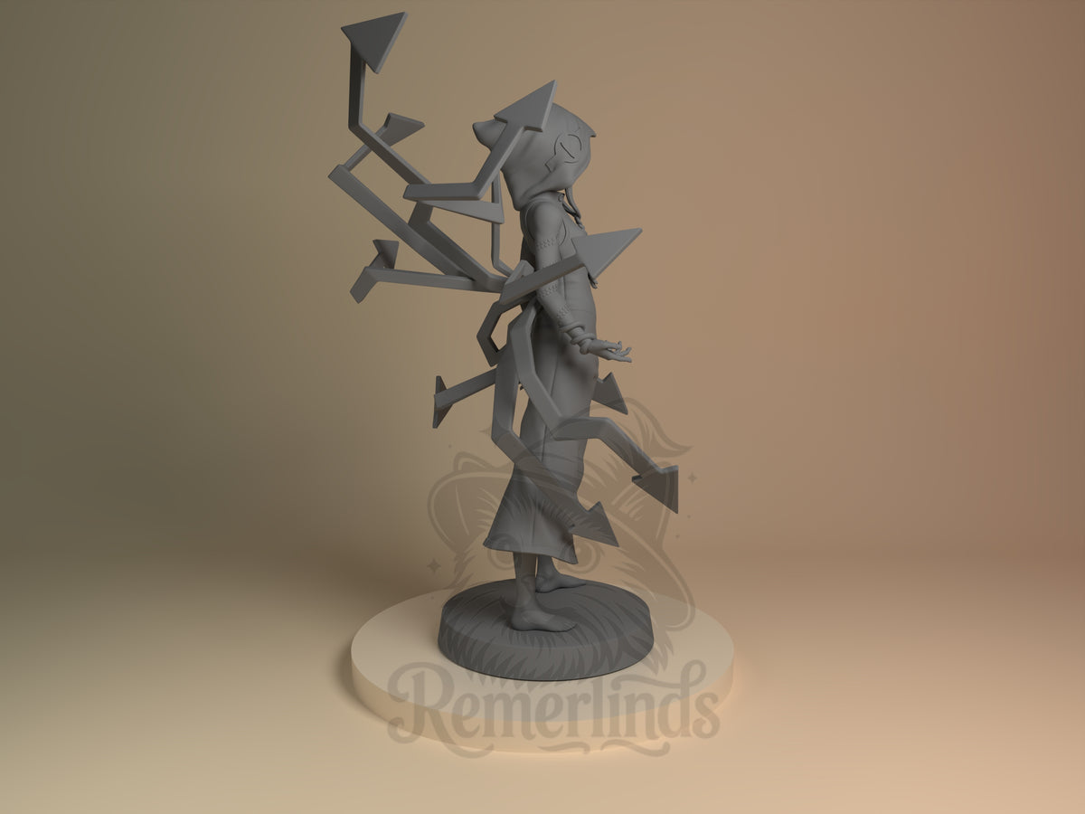 Rear view showing cloak, back armor, or base sculpt detail.