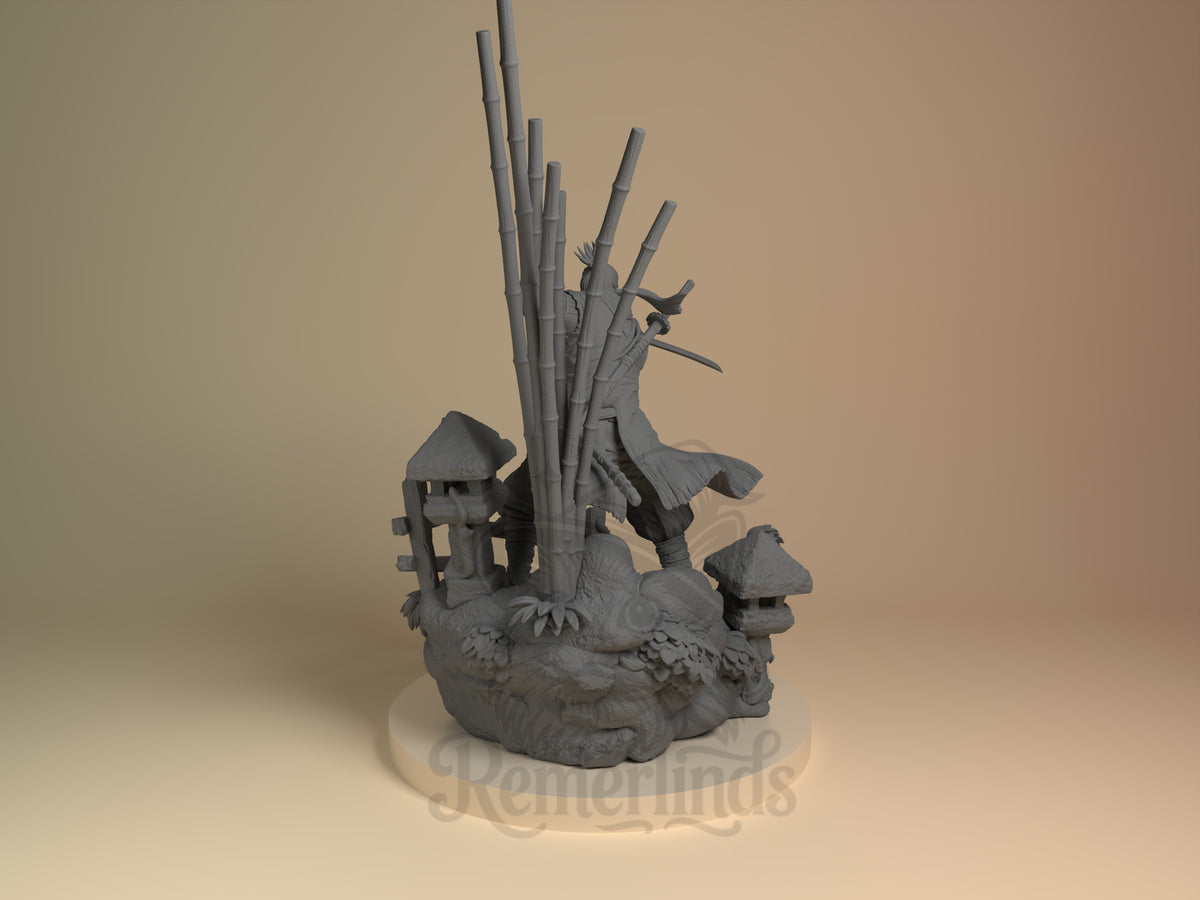 Rear view showing cloak, back armor, or base sculpt detail.